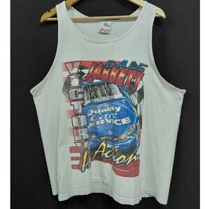 Vintage Competitors View Dale Jarrett Racing Tank Top White Graphic Size XL